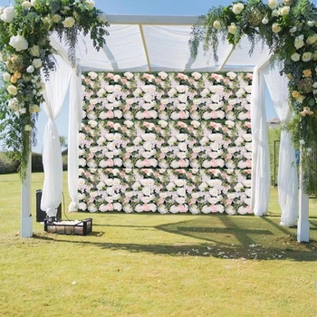 Настенная панель с цветами, Цветочный Фон - 6 шт., Декор из розовых и белых цветов, Стена из шелковых роз 24 