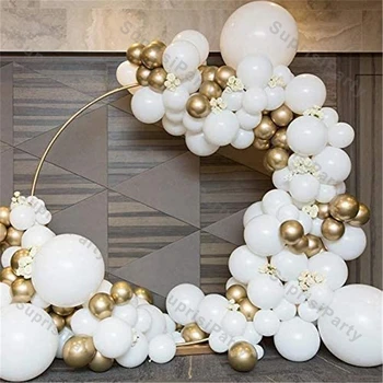 Матовые Белые воздушные шары, Гирлянда, Свадебное украшение, Хромированная Золотая Металлическая Балон-Арка, Пол, подарки на День Рождения, Декор для детского душа