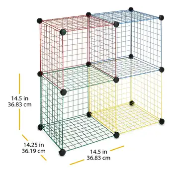 Кубики - Штабелируемые соединяющиеся проволочные полки - Набор из 4 штук размером 14,25 