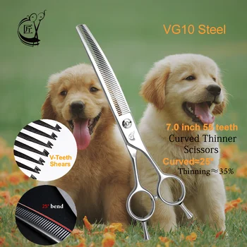 Профессиональные Ножницы для Стрижки Собак Crane High-end 7,0 Дюйма, Изогнутые Филировочные Ножницы Для Собак и Кошек Vg10 Tijeras Tesoura