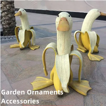 Новая художественная статуя Банановой утки, Садовый двор, Наружный декор, Милые Забавные Причудливые фигурки очищенной банановой утки, Украшения