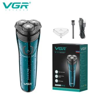 VGR Триммер для бороды, профессиональная бритва для лица, машинка для стрижки волос со светодиодным дисплеем, водонепроницаемая перезаряжаемая мужская электробритва V-322