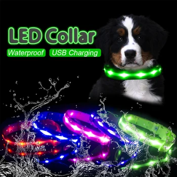 IPX7 Водонепроницаемый светодиодный Ошейник для Собак, Рождественский USB-зарядный ошейник для собак, Щенки, Защита от Потери свинца, Товары для домашних животных, Аксессуары для собак