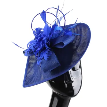 Королевский синий зажим для шляпы с пером-чародеем, Заколка для волос, Кентуккийское Дерби, Коктейльное чаепитие, Аксессуары для волос, Женские красные головные уборы