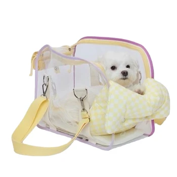 Корейская летняя модная милая сумка для домашних животных, плюшевый мишон для собак, мальтийская прозрачная сумка для желе, переноска для щенков