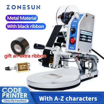 Печатная машина с кодированием даты ZONESUN Ручной Принтер с кодом истечения срока годности Hot Foll Stamp Coder