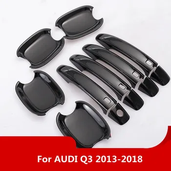 Глянцевая черная Автомобильная Дверная ручка, наклейка на чашу, чехол для AUDI Q3 2013 2014 2015 2016 2017 2018, внешняя отделка для укладки