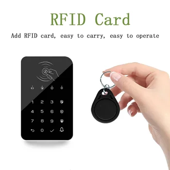 433 Беспроводная клавиатура с паролем, черный конденсатор, сенсорная клавиша, Водонепроницаемая RFID-карта, бытовая сигнализация, подключение к хосту