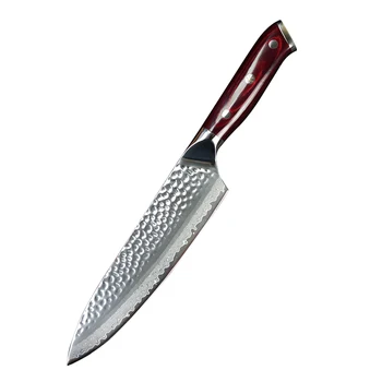 JUNSHENG 8-Дюймовый Дамасский Нож шеф-повара, Лучший Кухонный Нож, Японский Кухонный Нож, Нож для приготовления сашими, Цветная Деревянная Ручка