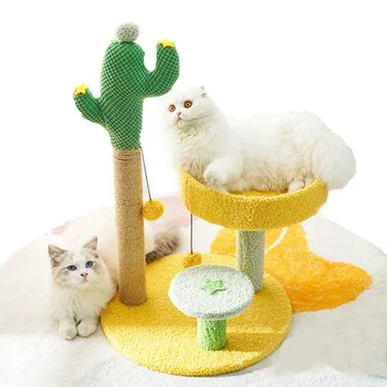 Дерево-когтеточка для кошек, покрытое сизалем, Когтеточка, Рама для скалолазания, Многоуровневая башня, Рама для скалолазания домашних животных