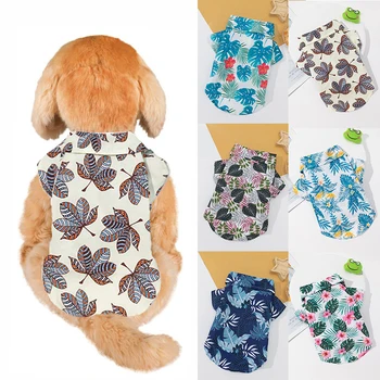 Летние Пляжные Рубашки Для Собак, Милая Гавайская Повседневная Одежда Для домашних Кошек, Милая Футболка С Листьями Для Маленьких Собак, Мягкая Одежда Чиауауа, Рубашка