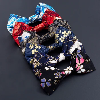 Высококачественные 2020 Новые Модные Мужские Галстуки-бабочки из двойной ткани в японском стиле, Галстук-бабочка для вечеринки, Свадебный галстук-бабочка с подарочной коробкой