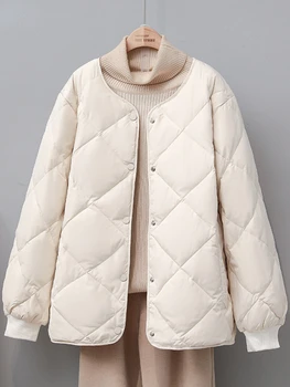 Пальто 2023, Осенне-Зимняя мода, Однобортное хлопковое пальто с коротким рукавом, Темпераментная Универсальная однотонная куртка