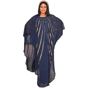 2023 Шифоновое Платье с принтом в виде бриллиантов, Мусульманская одежда Ближнего Востока и Африки, Длинная Паранджа 8701#