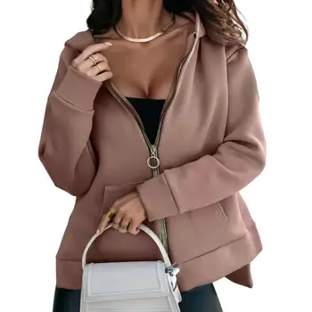 Элегантное женское пальто, стильные уютные женские зимние куртки с капюшоном, теплая повседневная верхняя одежда с косыми карманами, застежка на косую молнию
