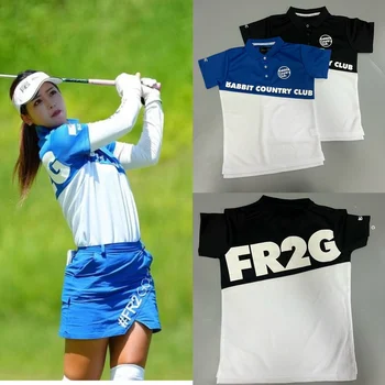 Одежда для ГОЛЬФА женская с коротким рукавом 23 осень новый воротник для гольфа с логотипом дышащий