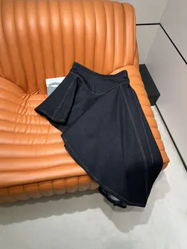 Джинсовая юбка-полукомбинезон неправильной формы, повседневная универсальная мода 2023, летняя новинка