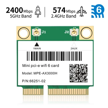 3000 Мбит/с Wifi 6 Сетевая карта Wlan Wifi6 Bluetooth 5,2 Двухдиапазонный беспроводной адаптер 802.11ax/ac Half Mini PCI-E 2,4 ГГц/5 ГГц MU-MIMO