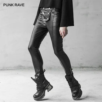 Женская Военная форма в стиле панк-рейв с пряжкой, узкие брюки из искусственной кожи с поясом, Эластичная молния, красивые черные брюки-карандаш