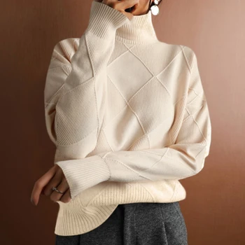 Модные Женские свитера 2023 для отдыха, Трикотажные изделия с высоким воротом и Обычными рукавами, Женский Свитер Blusa De Frio Feminina