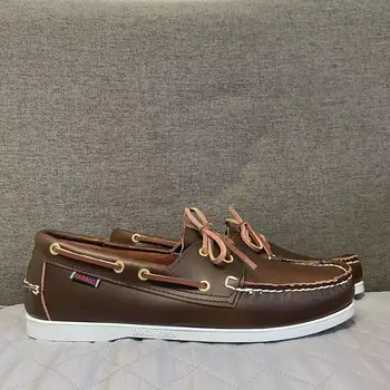 Аутентичная обувь для доков Sebago - Премиальные кожаные туфли-лодочки на шнуровке с острым носком D023