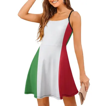 Итальянское платье с флагом (0002), Женское платье на бретелях, Графическое платье на подтяжках, Графическое крутое экзотическое Женское платье для коктейлей