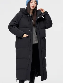 Теплые зимние женские толстые пуховики с капюшоном на молнии, длинная модная брендовая куртка