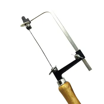 Мини Регулируемая железная пила из нержавеющей стали с бантиком, резная U-образная ручная ножовка с деревянной ручкой, инструменты для работы по дереву 