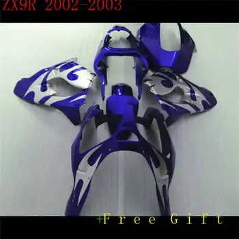 ZX9R 2002 2003 Светло-голубой Обтекатель Для Ninja zx-9r 2002 2003 ZX900 02 03 ZX9 R 2002 2003 Комплект кузова из АБС-пластика зеленого цвета