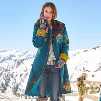 2023 Осень/зима Новый женский топ с принтом средней длины, шерстяное пальто с длинным рукавом