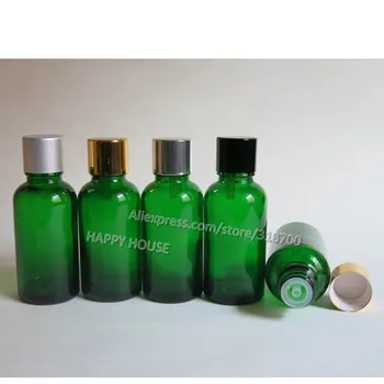 360 шт./лот, зеленая Пустая стеклянная бутылка для эфирного масла с алюминиевыми крышками, 30 куб. см, контейнер для эфирного масла из синего стекла