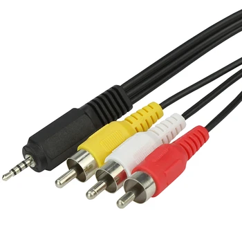 Разъем 2,5 мм к 3 x RCA Phono Lead Аудио/Видео AV-кабель 2,5 мм к AV-видеокабелю для сетевого медиаплеера 1,5 м