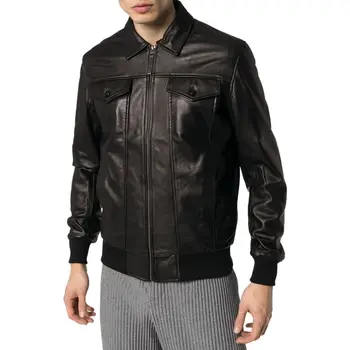 Стильная байкерская куртка-бомбер из овечьей кожи, приталенный крой, байкерская куртка из натуральной кожи