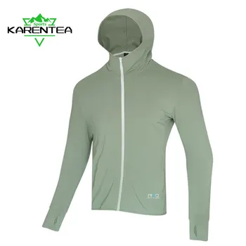 Karentea, куртка для бега, Летняя мужская куртка для тренировок на открытом воздухе, Бег трусцой, тренажерный зал, кардиган на молнии с капюшоном, бодибилдинг, спортивное дышащее пальто