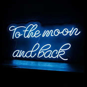 На Луну и обратно Неоновая светодиодная вывеска для украшения дома, офиса, бизнеса, помолвки, свадеб и мероприятий