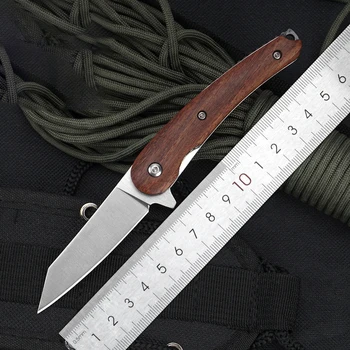 Высококачественное лезвие D2 с деревянной ручкой, тактический складной нож для выживания в дикой природе, карманный военный нож EDC Tool