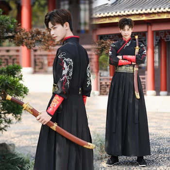 Традиционный китайский стиль, мужской древний костюм Ханфу с длинными рукавами, костюм воина-убийцы, костюм для выступлений в боевых искусствах