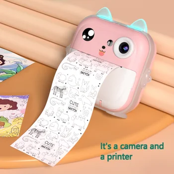 Детская печатающая камера с 2,4-дюймовым экраном для детских игрушек, фотосъемки и игр с помощью двухобъективной печатающей камеры