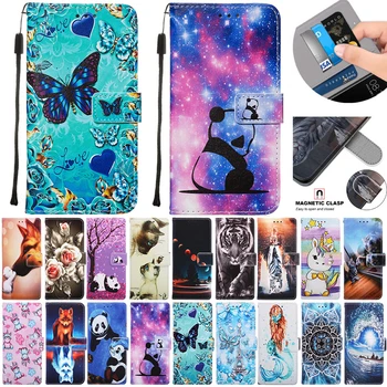 Кожаный Чехол Для Samsung Galaxy S8 S9 S10 S20 Plus Ultra Lite Note10 Кошелек Держатель для карт Подставка Обложка Книги С изображением бабочки и панды