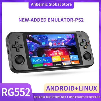 Anbernic RG552 Ретро Портативная игровая Консоль Плеер с 5,36 Дюймовым IPS Экраном Linux Android Двойная система, Встроенная в 64G 4000 + Игр