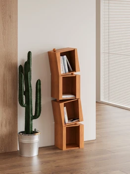 Низкопробный бытовой шкаф для хранения, угловой комбинированный напольный книжный шкаф из массива дерева, книжный шкаф, полка для книг
