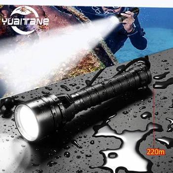 Мощный фонарик для дайвинга T6/L2 Scuba Dive Torch ГЛУБОКО под водой Водонепроницаемый 50 Вт Светодиодные фонари Свет фонаря от батареи 18650