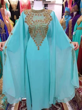 Женское Длинное платье из Дубая, Бирюзовое платье из Жоржета, Марокканское платье Фараша
