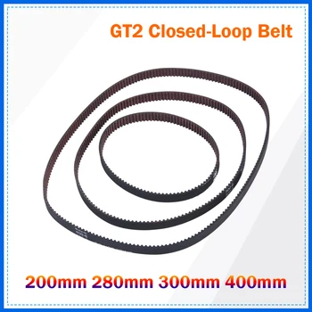 GT2 Резиновый ремень ГРМ с замкнутым контуром шириной 6 мм с противоскользящими синхронными ремнями 2GT 200 280 300 400 мм, детали для 3D-принтеров