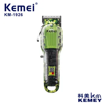 kemei машинка для стрижки волос KM-1926 USB перезаряжаемая машинка для стрижки волос, прозрачная оболочка, жидкокристаллическая машинка для стрижки волос, белый