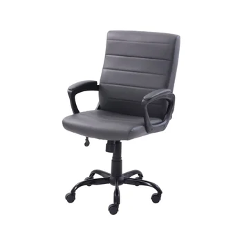 Офисное кресло менеджера со средней спинкой, из клееной кожи, эргономичное офисное кресло