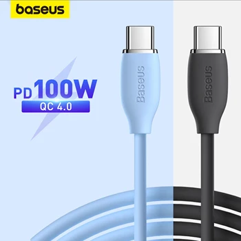 Baseus Жидкий Силикагелевый кабель USB C-Type C для Samsung S20 PD 100 Вт Кабель для MacBook iPad Pro Быстрая зарядка 4.0 USB-C Кабель
