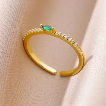Кольца с искусственными драгоценными камнями для женщин, позолоченные популярные ювелирные изделия, Милые аксессуары, Эстетичное кольцо с блестящим кристаллом Циркона, лучший подарок