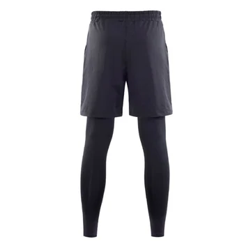 Мужские поддельные спортивные брюки из двух частей, быстросохнущие высококачественные эластичные леггинсы для фитнеса, дышащие для бега