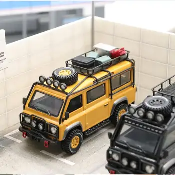 Внедорожный фургон Master 1: 64 Land rover Defender, желтая/черная модель автомобиля